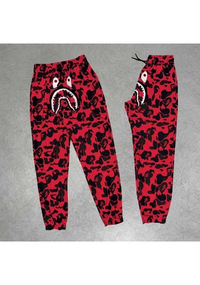 Barlashive Erkek Pubg Bape X Shark Eşofman Altı - Kırmızı Çok Renkli