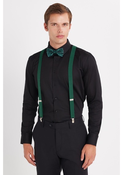 Tudors Erkek Slim Fit Premium Likralı Pamuk Saten Siyah Gömlek-35737 Siyah