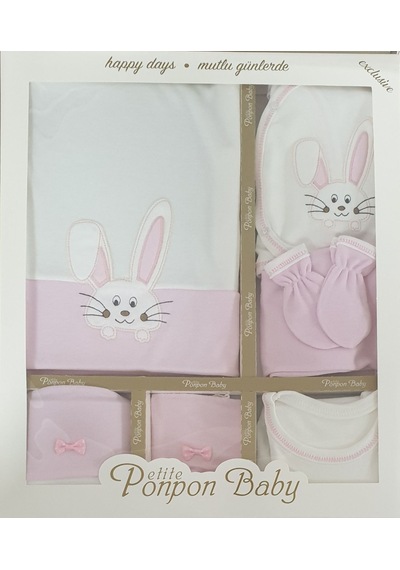 Papyon Baby Kids Petite Ponpon Baby Yenidoğan 0-3 Ay Tavşan Işlemeli Desenli 10 Pa Açık Pembe