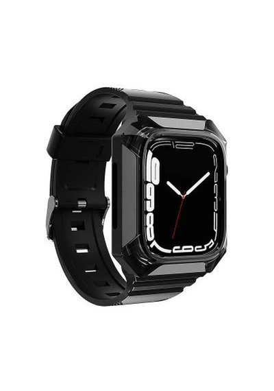 Apple Watch 38mm Uyumlu Krd-88 Sert Pc Kasa Koruyuculu Silikon Kordon - Siyah