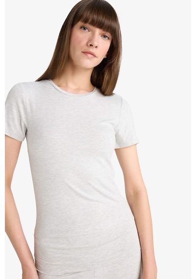 Defacto Bedene Oturan Kısa Kollu Tişört-fall İn Love Loungewear G0006ax25wngr93 Gri
