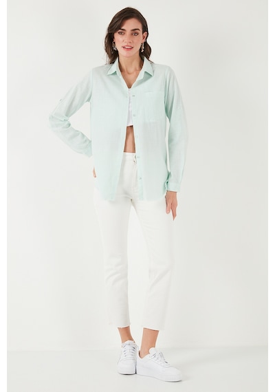 Lela Pamuklu Regular Fit Cepli Bayan Gömlek Cf25S16992 Mint