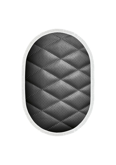 Kaymaz Dijital Mutfak & Salon Halı Trend Saçaklı Oval Geometrik E5013 Siyah