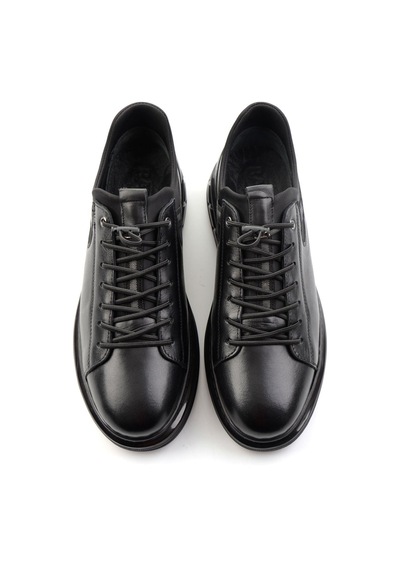 Siyah Hakiki Deri Erkek Sneaker E01080216943 Siyah