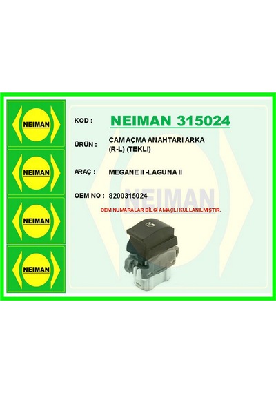 Csmtex Cam Açma Anahtarı Arka R-l Teklı Megane Iı -laguna Iı