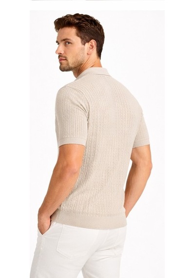 Cazador Erkek Polo Yaka Desenli Triko T-shirt 34215 Taş Taş