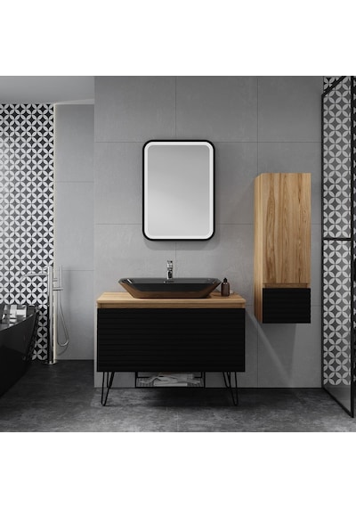 Denko Taylan 30 Cm Mdf Siyah Banyo Boy Dolabı Siyah