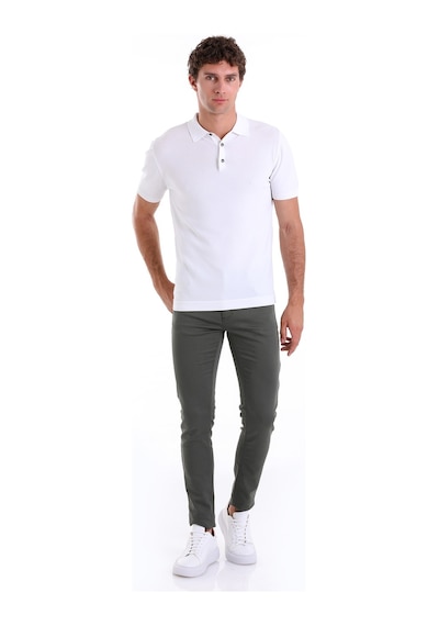 Hatemoğlu Beyaz Comfort Fit Düz Polo Yaka Rayon Triko Tişört Beyaz