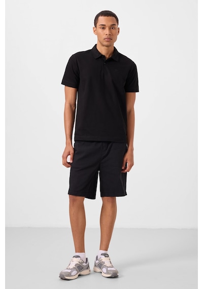 Tommylife Siyah Standart Fit Dokuma Hafif Esnek Chino Erkek Şort - 81293 Siyah