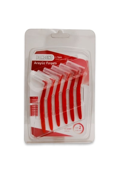 Pakdent Arayüz Fırçası L Tipi 0,5 Mm 6 Lı Kırmızı