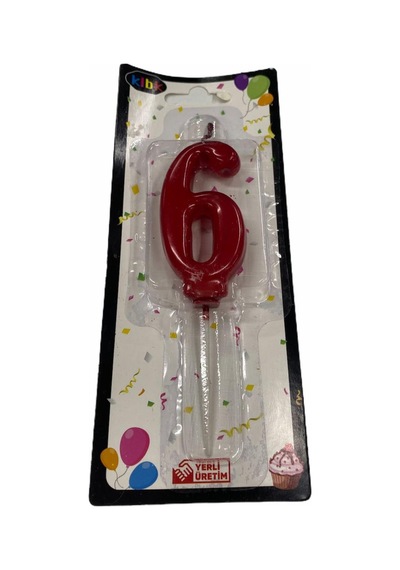 6 Yaş Yeni Kırmızı Rakam Mum