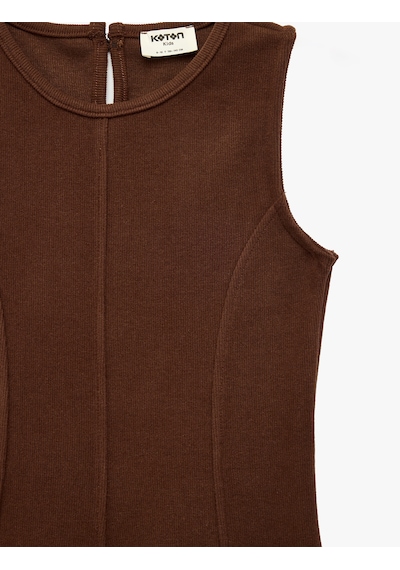 Koton Pamuklu Slim Fit A Kesim Bisiklet Yaka Kolsuz Elbise Kahverengi 7wkg80041ak Kahve