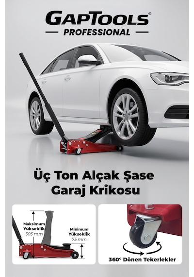 Gaptools Garaj Krikosu Üç Ton Alçak Şase