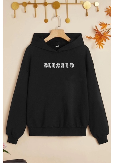 Uyguntarz Çocuk Blesseb Baskılı Sweatshirt Siyah