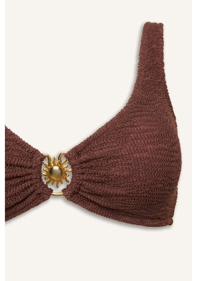 Defacto Regular Fıt Kırışık Dokulu Kahverengi Bikini Üstü E0206ax26smbn341 Kahve-bn341