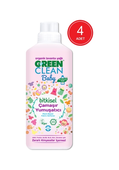 U Green Clean Baby Organik Lavanta Yağlı Bitkisel Çamaşır Yumuşatıcı 4 x 1 L