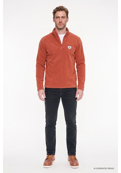 Ac&Co / Altınyıldız Classics Erkek Acıkahve Anti-pilling Tüylenme Yapmayan Soğuk Geçirmez Standart Fit Bato Yaka Sweatshirt Polar