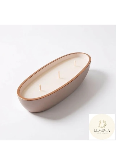 Oval Kase İçinde Dekoratif Mum Karışık/Çok Renkli