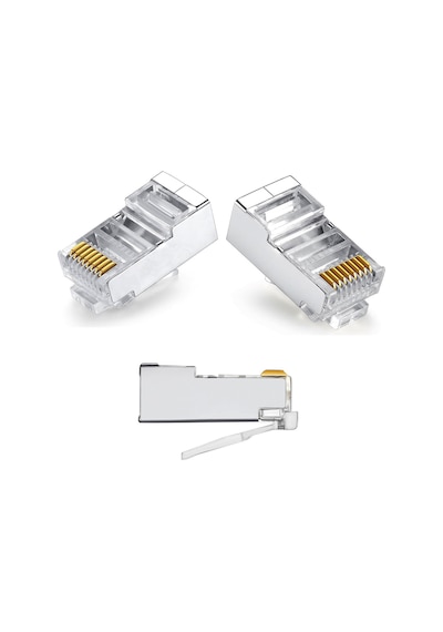 100 Adet Metal Rj45 Jak Konnektör Cat5 Cat6 8P8C Uç 8 Pinli Rj 45