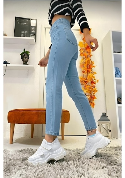 Viking S Line Buz Kar Mom Jean Yüksek Bel Esnek Kot Pantolon Buz Yıkama
