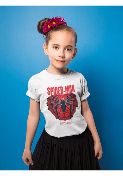 Sevbano Unisex Spider-man Baskılı Örümcek Adam Çizgi Film Çocuk Tişört 1 Beyaz