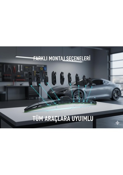 Space Premium 10 Aparatlı Hibrit Silecek Kilitli Model 35 Cm Uyumlu