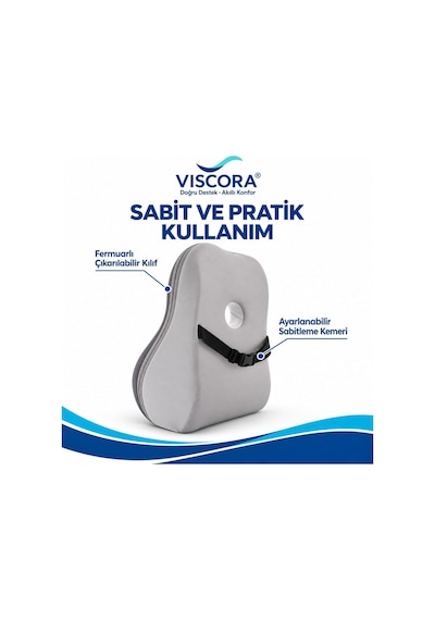 Vıscora Premium Ortopedik Sırt Destek Minderi Hava Kanallı%100 Visco Bel Desteği Çok Renkli