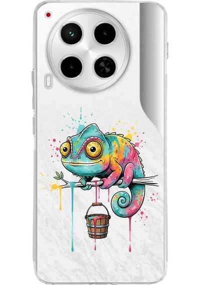 Tecno Camon 30 İle Uyumlu Splash Bukalemun Tasarımlı Şeffaf Silikon Kılıf Şeffaf