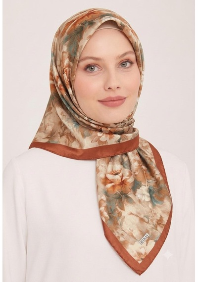 Miray Nevada Büyük Boy Organik Pamuk Eşarp - 120 X 120 - 06580 Kiremit