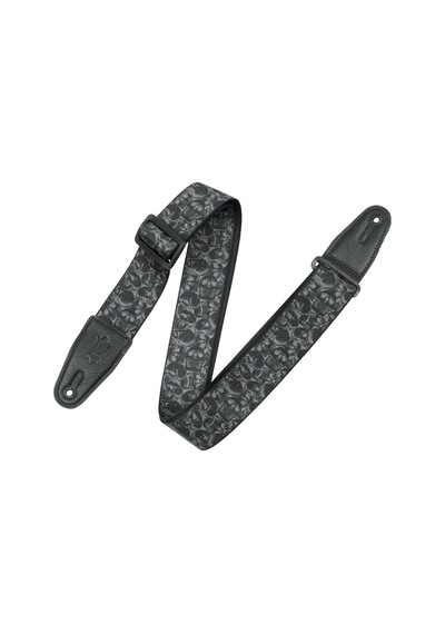 Levy's Deri Geniş Polyester Siyah Ve Gri Kafatası Motifli Gitar Askısı Mpd2-111
