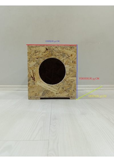 Kedi Yuvası Kedi Kulubesi Soğuğa Dayanıklı Osb Kedi 36x30x33 Cm