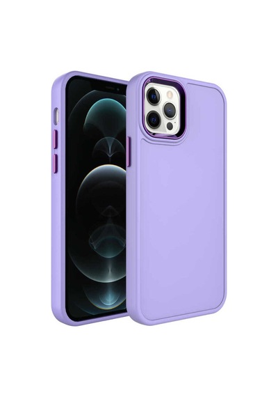 Apple iPhone Uyumlu 13 Pro Max Metal Çerçeve Ve Buton Tasarımlı Sert Zore Botox Kılıf lila