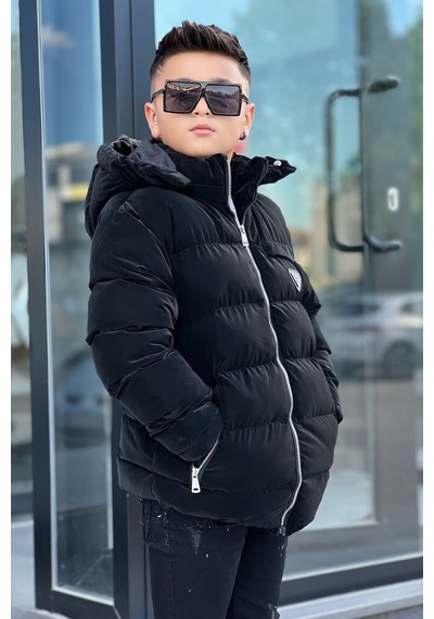 Pina Kids Erkek Çocuk Çıkarılabilir Kapüşonlu Su Geçirmez Nova Kışlık Mont Km4012 Siyah
