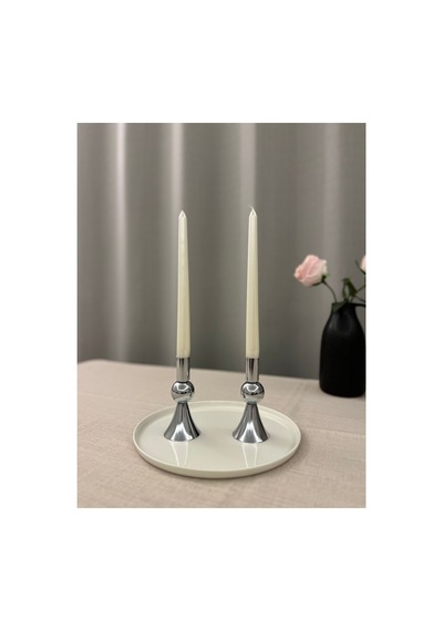 Gümüş Rengi Pısa 2'li Şamdan & Mumluk Seti Gümüş - 817593080 Gümüş