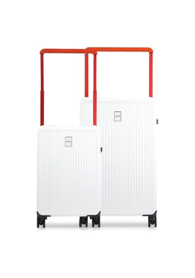 Ground İnce Çizgili Ametis 2'li Set Valiz 010737 Beyaz