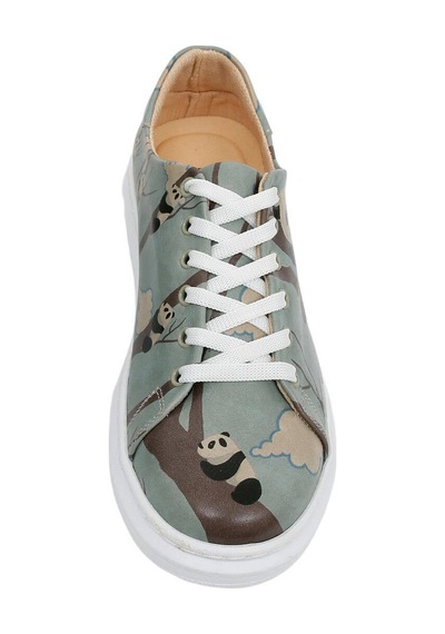 Kadın Vegan Deri Mavi Günlük Sneakers - Panda Hug Tasarım Çok Renkli