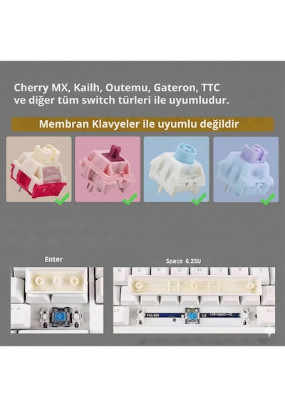 Klavye Keycaps -136 Tuşlu Kırmızı, Yarı Şeffaf Işık Geçiren Tuş Takımı
