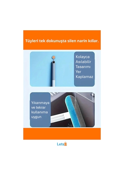 Uzun Saplı Ergonomik Evcil Hayvan Tüy Temizleme Fırçası Çift Taraflı Mikrofiber