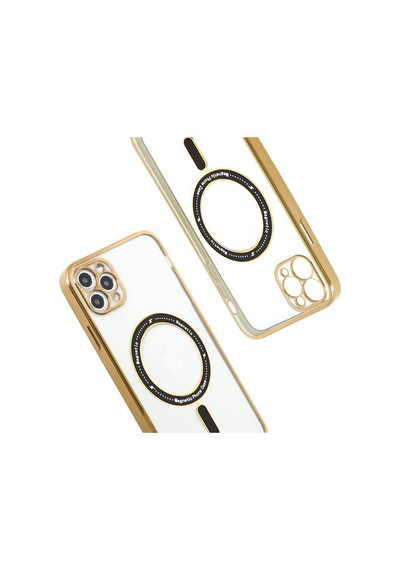 Apple Uyumlu iPhone 11 Pro Kılıf Magsafe Özellikli Gold Seri Lazer Silikon Kapak