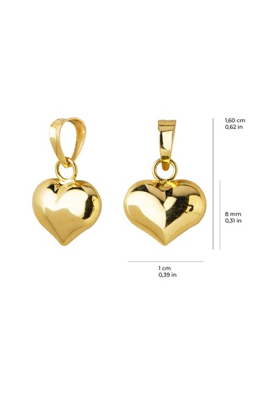 Goldkupe 14 Ayar Altın Şişme Kalp Kolye Ucu 0,49 Gr-6028 Altın
