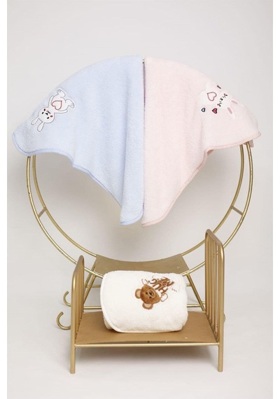 Evlen Home Nakışlı Bebek Battaniyesi Yumuşak Wellsoft Peluş 90x100cm Çocuk Yenidoğan Mavi