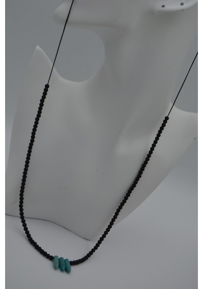 Stoneage Jewellery Amazonit Ve Oniks Taşlı Metalsiz Şifa  Kolyesi Gümüş