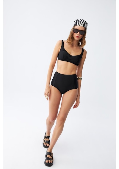 Akbeniz Kadın Siyah Pedli Kare Yaka Yüksek Bel Bikini Takımı