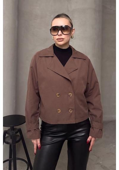 Olcay Kruvaze Oversize Ceket Kahve 8278