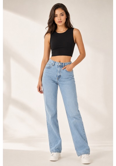 Loule Kadın 2'li Bisiklet Yaka Kolsuz Crop Top Siyah-bej %92 Pamuk Siyah - Bej