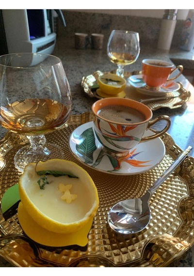 Limon Motifli Kahve Sunumluk Limon Tatlısı Sunumluğu Altlığı 2'li Sarı