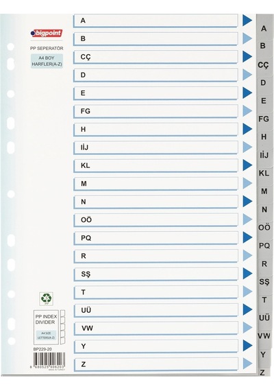 Bigpoint Pp Seperatör Harfler A-z X 15 Adet