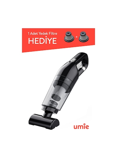 Umie Els24 Emiş Kablosuz Şarjlı Taşınabilir Type-c Ev Ve Araç El Süpürgesi 6000pa Siyah 50w 400 Mah