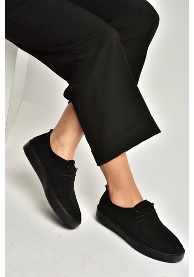 Fox Shoes Y602170902 Siyah Süet Bağcıklı Casual Ayakkabı Siyah