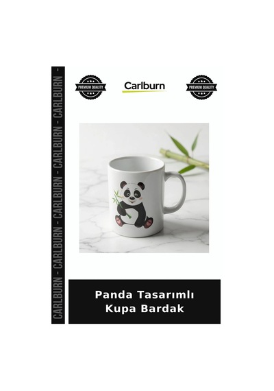 Panda Tasarımlı Kupa Bardak Seramik Fincan Yenidoğan Hediyesi Kahve Kupası Çok Renkli